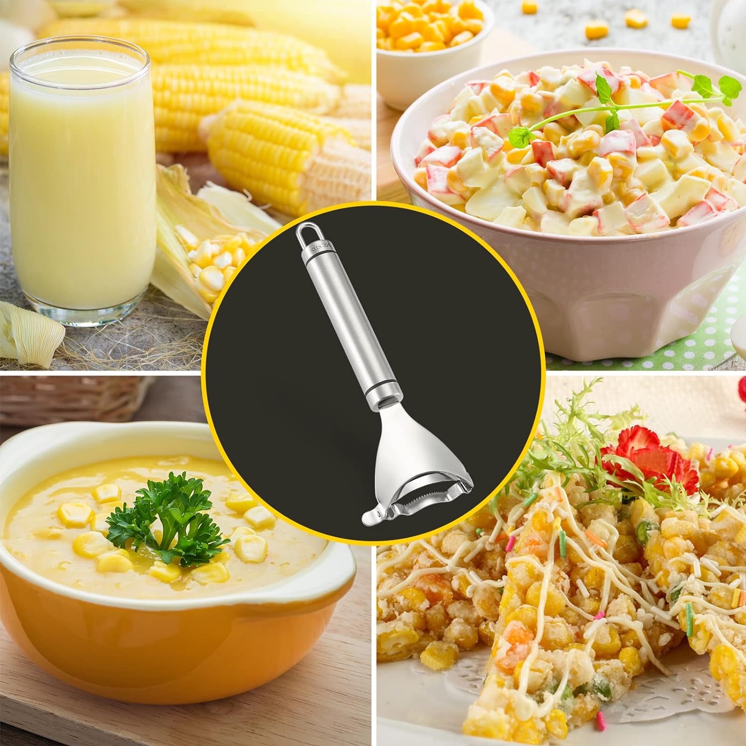 Corn Peeler Stainless Stee Corn Cob Stripper Tool Corn Thresher from the Cob, Removes Corn Kernels from Corn Cobs in Seconds, Kitchen Gadget