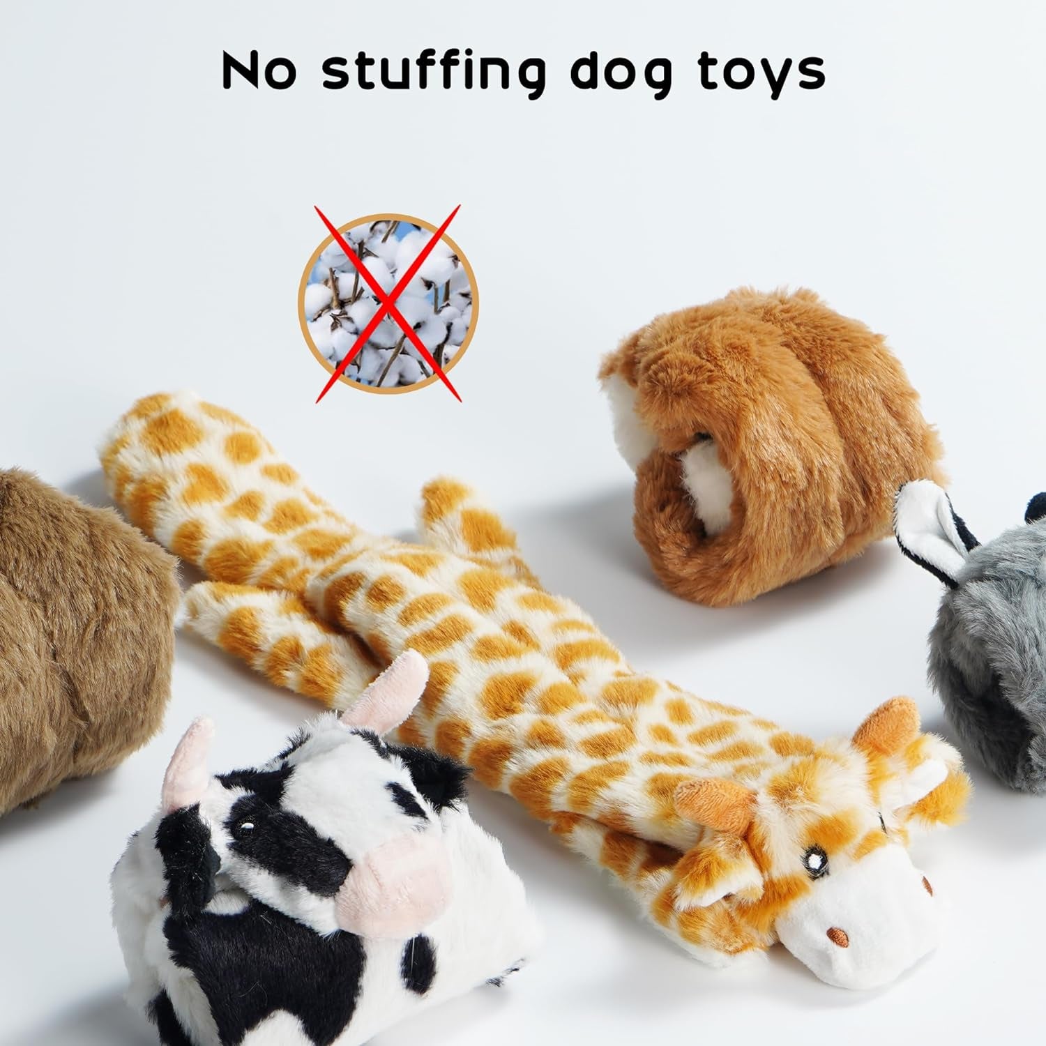 Dog Squeaky Toys, 5 PCS Crinkle Plush Dog Toys, No Stuffing Dog Toys for Small Medium Large Dogs, Stuffless Puppy Toys for Boredom
