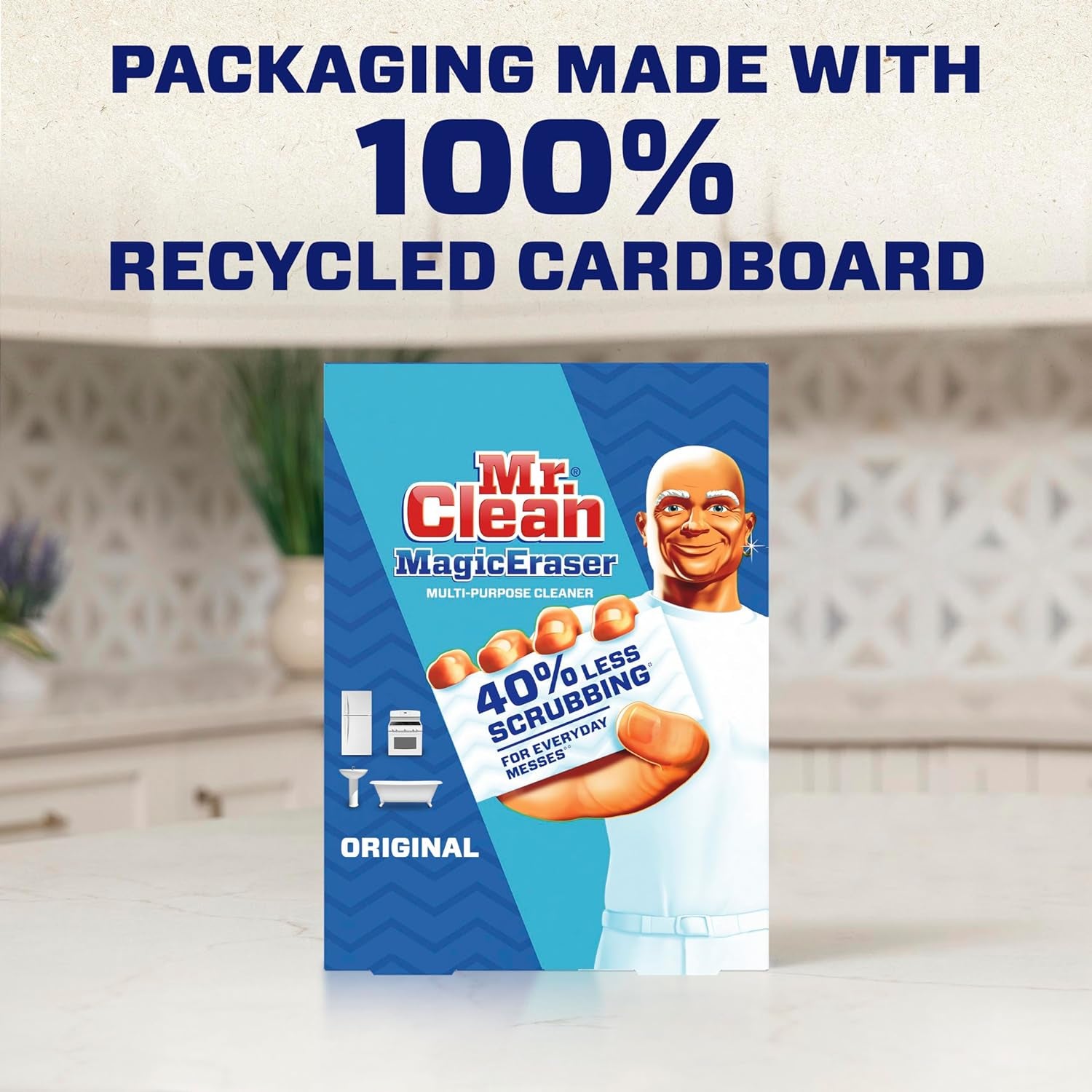 Magic Eraser Original Cleaning Pads, Multi Purpose Cleaner, Bathroom Cleaning Supplies, All Purpose Cleaner, White, 6 Count