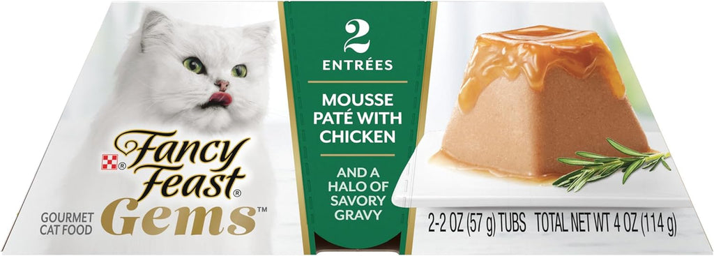 Gems Pate Cat Food Mousse with Chicken and a Halo of Savory Gravy Cat Food - (Pack of 8) 4 Oz. Boxes