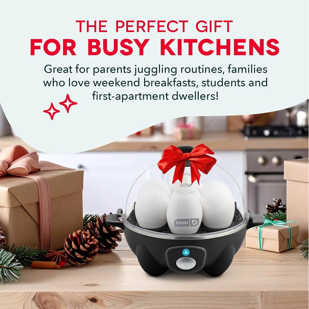 Rapid Egg Cooker - Boiler, Poacher & Steamer - Includes Measuring & Recipe Guide - Dishwasher Safe - BPA Free - Holds 7 Eggs, Black