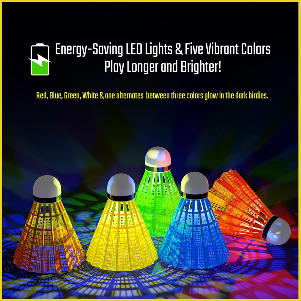 Glow in the Dark Badminton Shuttlecocks - 5 or 10 Pack Lighting Birdies, LED or 360° Glow Birdie Balls for Badminton Set Light up Birdies