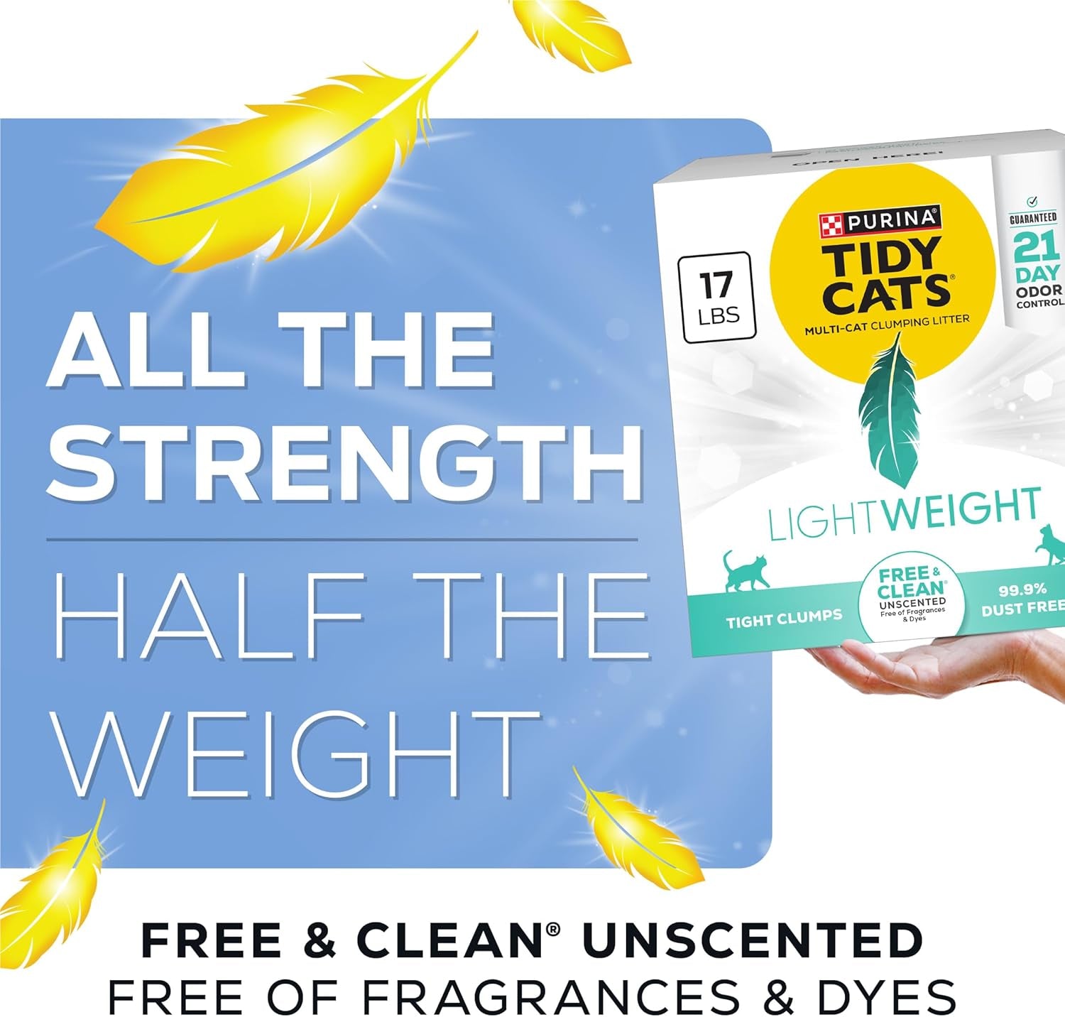 Purina  Lightweight Free and Clean Unscented, Multi-Cat, Clumping, 99.9 Percent Dust Free Cat Litter - 17 Lb. Box