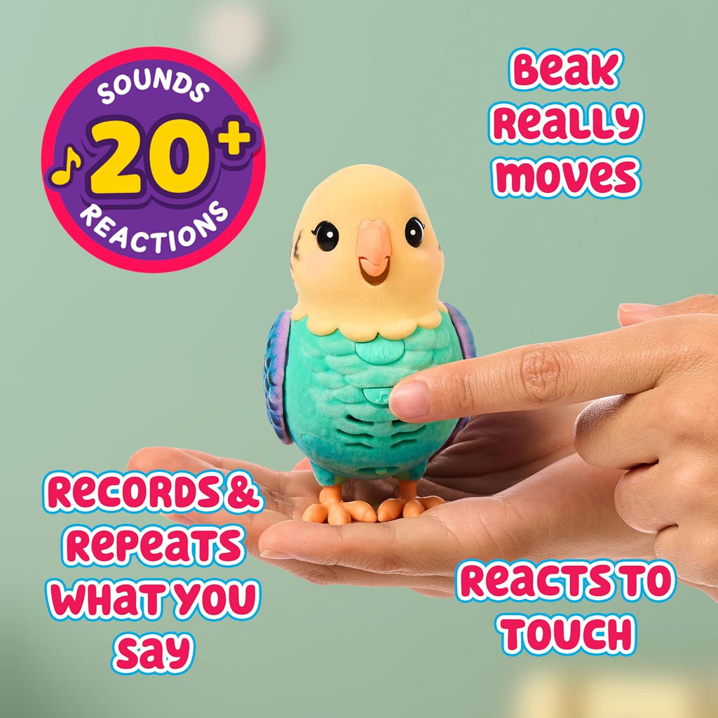 My Really Real Talking Bird Toy & Cage - Indie, Interactive Voice Repeating Toy, 20+ Sounds & Reactions, Talking Toys for Kids 5-7