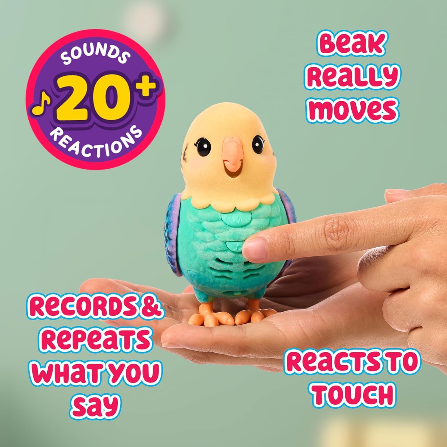 My Really Real Talking Bird Toy & Cage - Indie, Interactive Voice Repeating Toy, 20+ Sounds & Reactions, Talking Toys for Kids 5-7