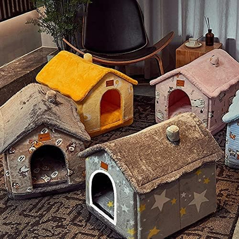 Dog House Indoor Memory Sponge, Foldable Dog House Kennel Bed Mat with Cushion for Small Medium Large Dogs Cats, Winter Warm Cat Nest Puppy Cave Sofa Pet Products (Medium)