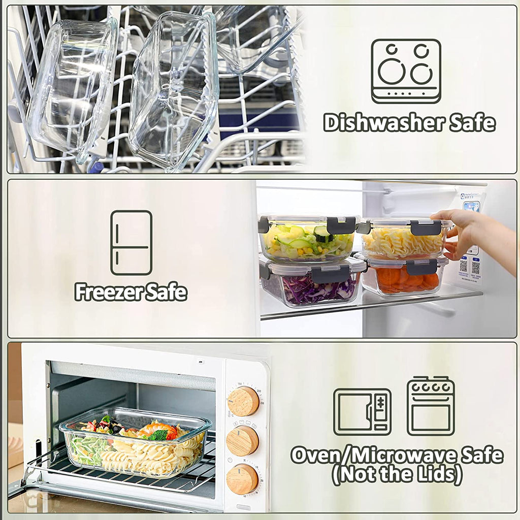 [80 Oz & 36 Oz Extra Large Glass Food Storage/Baking Containers Set with Lids, 2 Pack 80 Oz(10 Cup)&2 Pack 36 Oz (4.5 Cup) Airtight Glass Container,Microwave,Oven,Freezer and Dishwasher