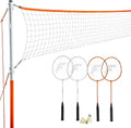 Franklin Sports Badminton Net Sets - Outdoor Backyard + Beach Badminton Net + Equipment Set - (4) Rackets + (2) Birdies + Portable Net Included - Adults + Kids Set