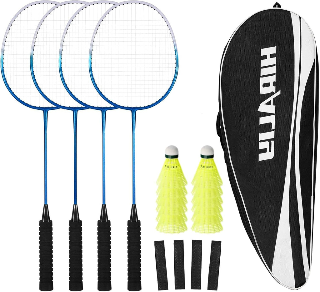 Badminton Rackets Set for Backyards, Badminton Set, Includ 2/4 Rackets, 6/12 Birdies, 1 Carrying Bag, Outdoor Game for Adult Family Beginner