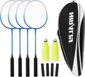 Badminton Rackets Set for Backyards, Badminton Set, Includ 2/4 Rackets, 6/12 Birdies, 1 Carrying Bag, Outdoor Game for Adult Family Beginner