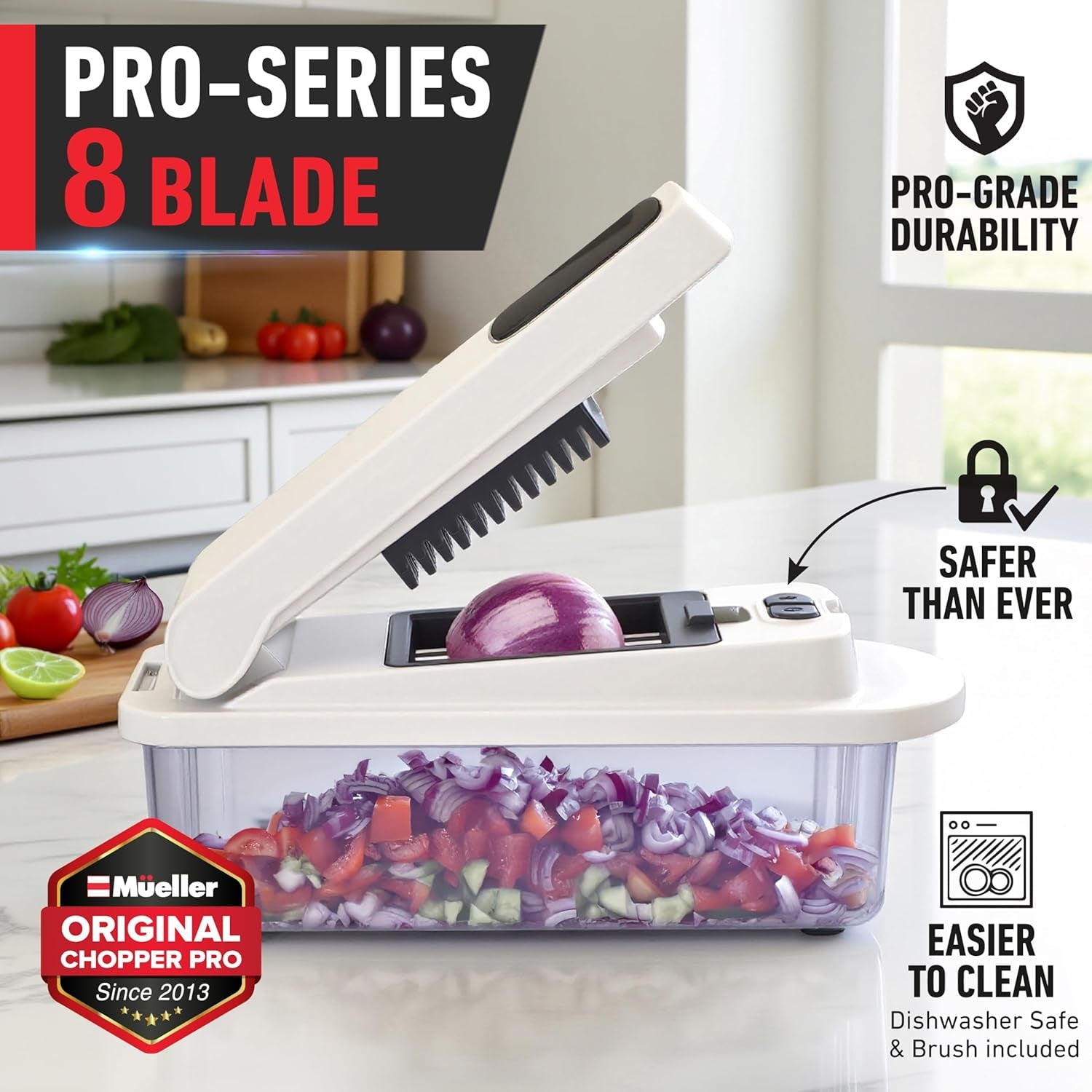 the Real Original Pro Chopper since 2013 Vegetable Chopper Mandoline Slicer, 8 Blade Food Veggie Chopper Onion Vegetable Cutter with Container, Kitchen Gadgets & Essentials, (10 in 1)
