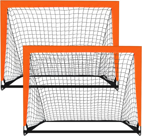 2 Pack 4’ X 3’ Size Portable Kid Soccer Goals for Backyard, Indoor and Outdoor Pop up Soccer Goals, Orange,