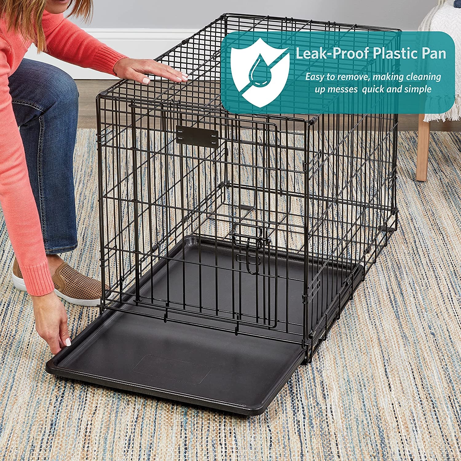 30-Inch Icrate for Medium Breeds, 21-40 Lbs, Single Door Folding Dog Crate with Divider Panel, Leak-Proof Tray & Secure Latch, Portable, Durable & Easy to Assemble