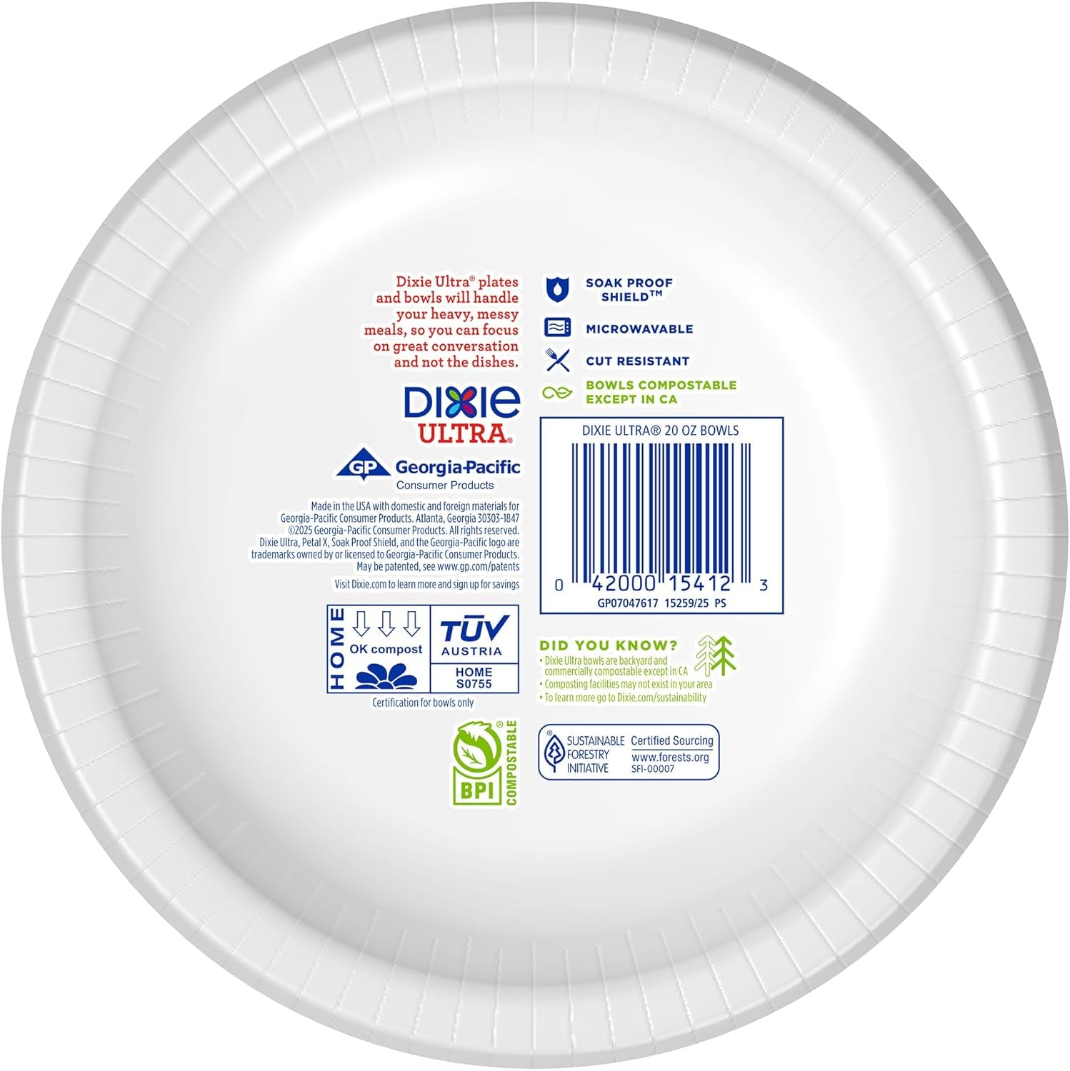 , Large Paper Bowls, 20 Oz, 150 Count (6 Packs of 25 Bowls), Microwave Safe, Compostable, Disposable Bowls Great for Breakfast, Lunch, and Dinner Meals