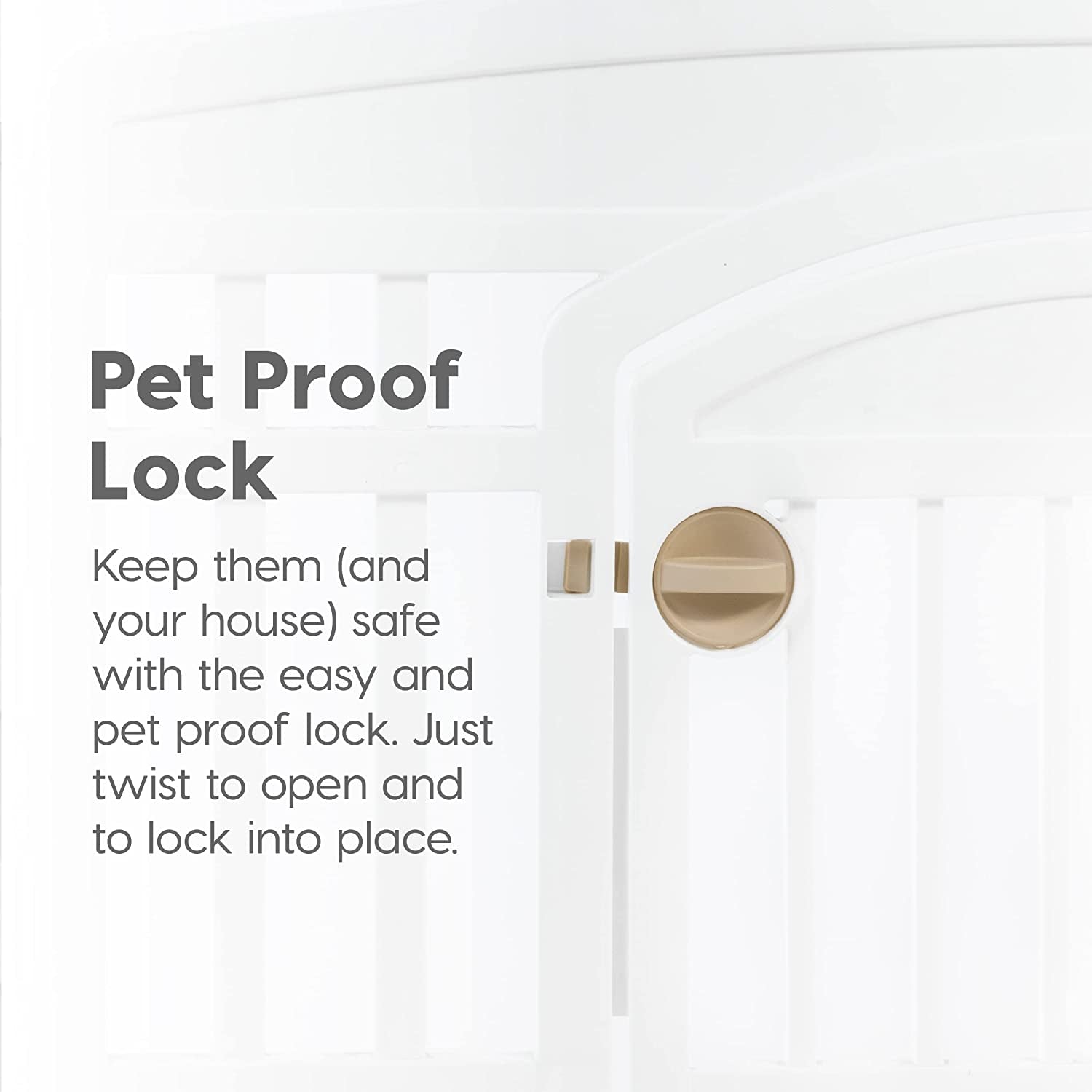 Dog Playpen with Door, 24” 4 Panel Pet Exercise Pen – Indoor Outdoor Puppy Play Pen, Portable Plastic Pet Fence for Small Medium Dogs, Foldable 35” X 35” X 24”, White