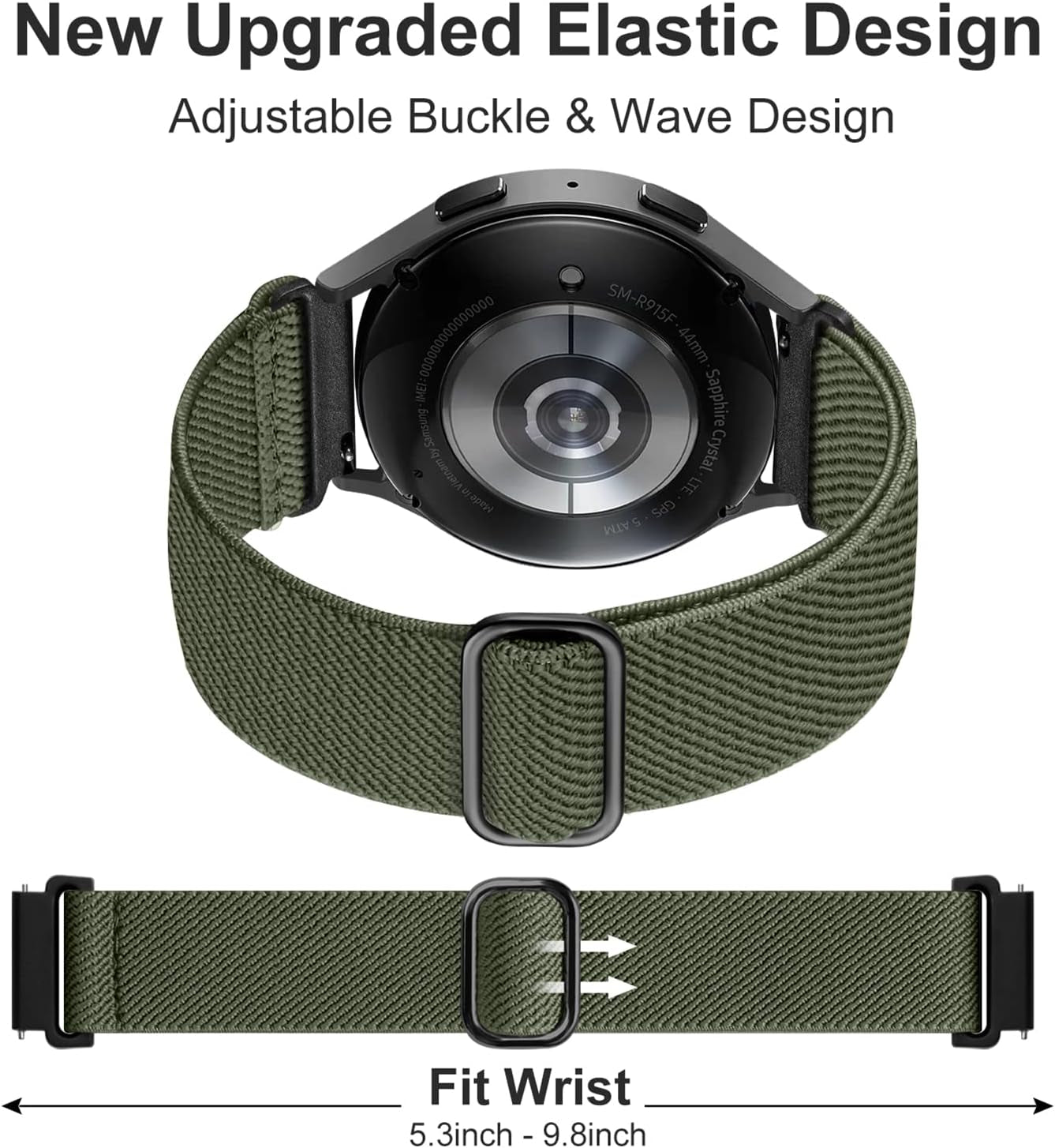 Elastic Bands Compatible with Samsung Galaxy Watch 8 7 6 5 4 40Mm 44Mm/Galaxy Watch 8 Classic 6 4 Classic 43Mm 47Mm 42Mm 46Mm/5 Pro Band 45Mm/Active 2,3 Pack 20Mm Adjustable Nylon Sport Band