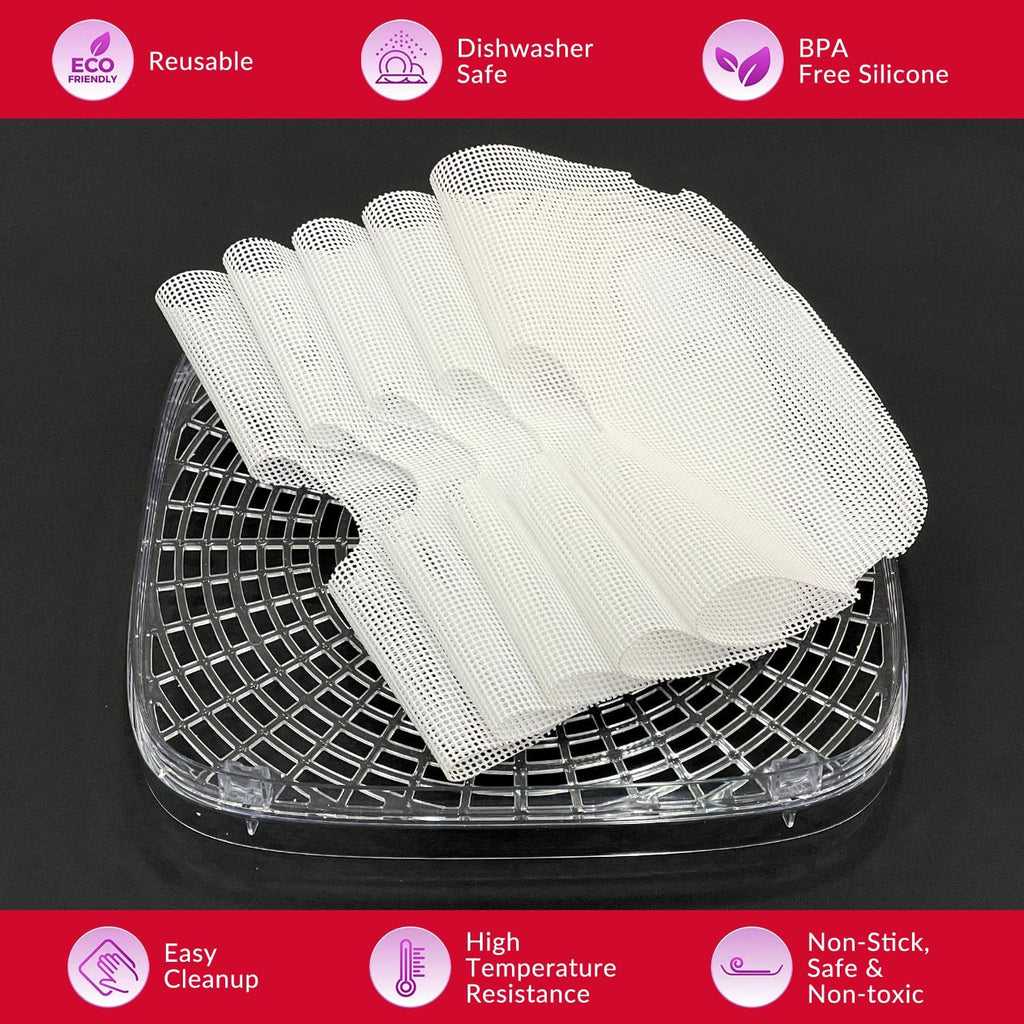 Silicone Dehydrator Sheets for OSTBA Food Dehydrator, Non-Stick BPA Free, Pack of 5 (Premium Reusable Food Dehydrator Mesh Mats)