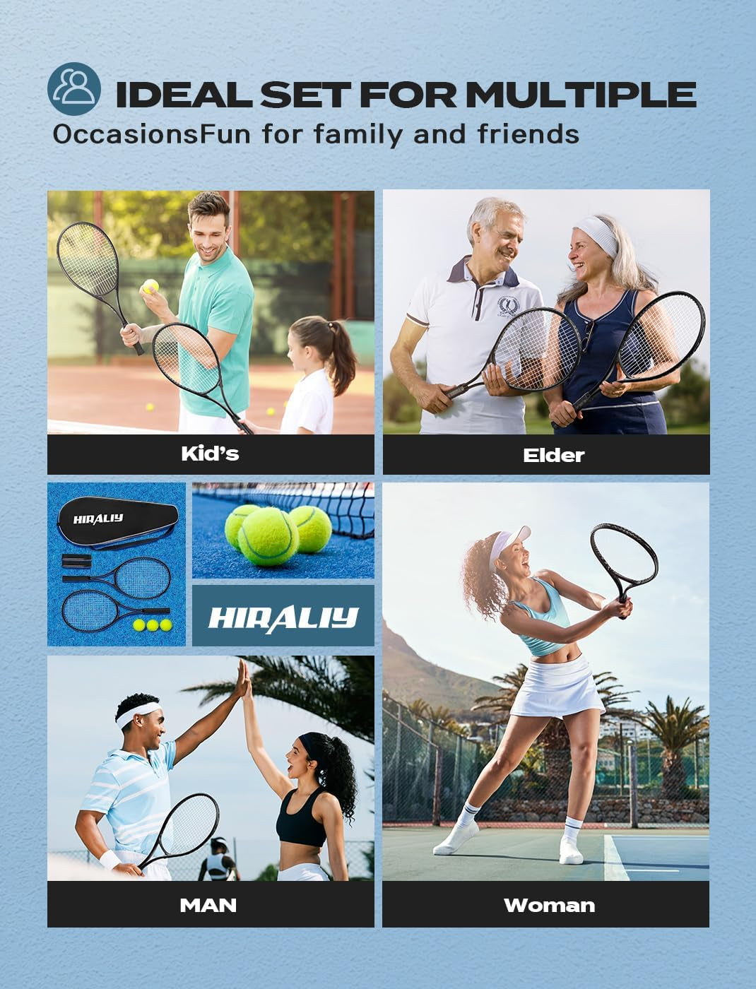 Tennis Rackets 2 Pack for Adults Beginners - 27 Inch Lightweight Aluminum Tennis Racquet Set with 3 Balls & Carry Bag - Vibration Dampening & Large Sweet Spot for Men Women Couples