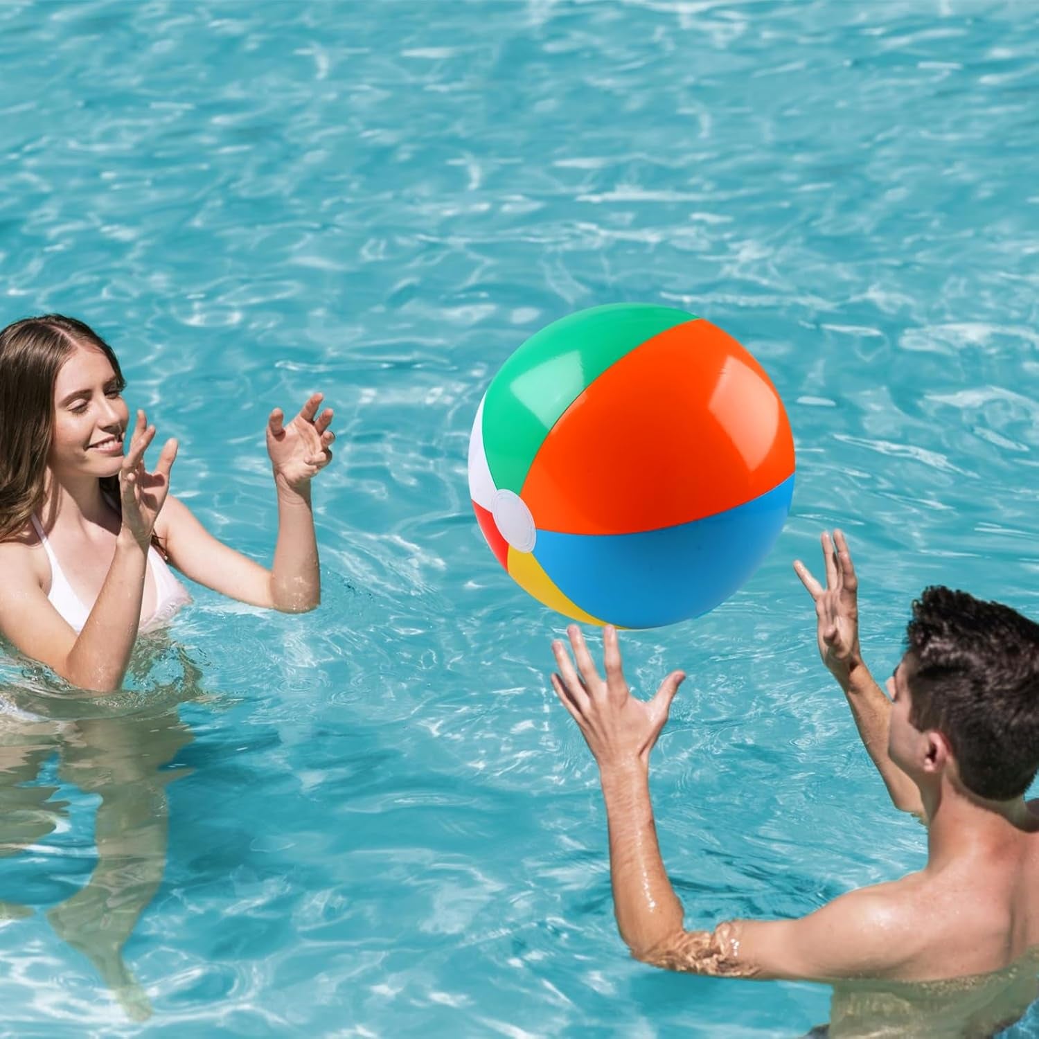 2 Pack Beach Balls, 20 Inch Beach Balls, Rainbow Color Pool Toys Pool Balls for Swimming Pool, Beach Toys Inflatable Ball for Summer Parties and Water Games