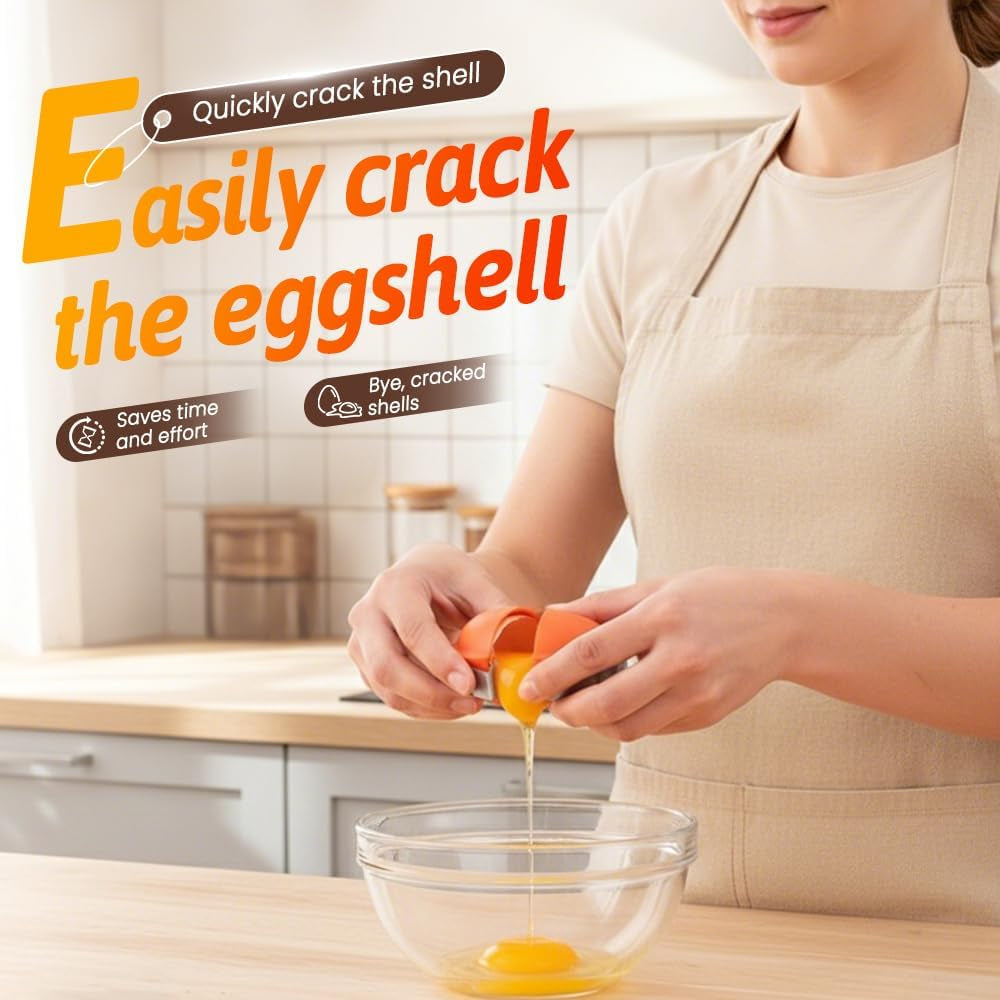 2026 New Egg Shell Opener, Stainless Steel Egg Cracker Tool, Multifunctional Eggs Separator for Raw and Hard Boiled Eggs Peeler Shell Remover, Kitchen Gadget (Orange 1Pcs)