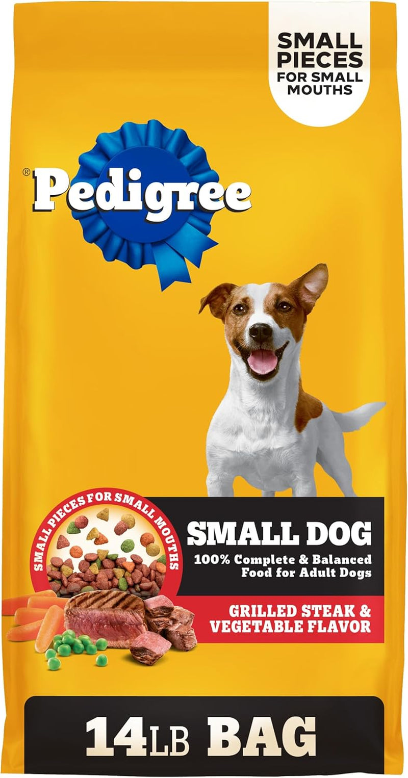 Pedigree Dry Dog Food for Adult Small Dogs, Grilled Steak and Vegetable Flavor, 14 Lb. Bag