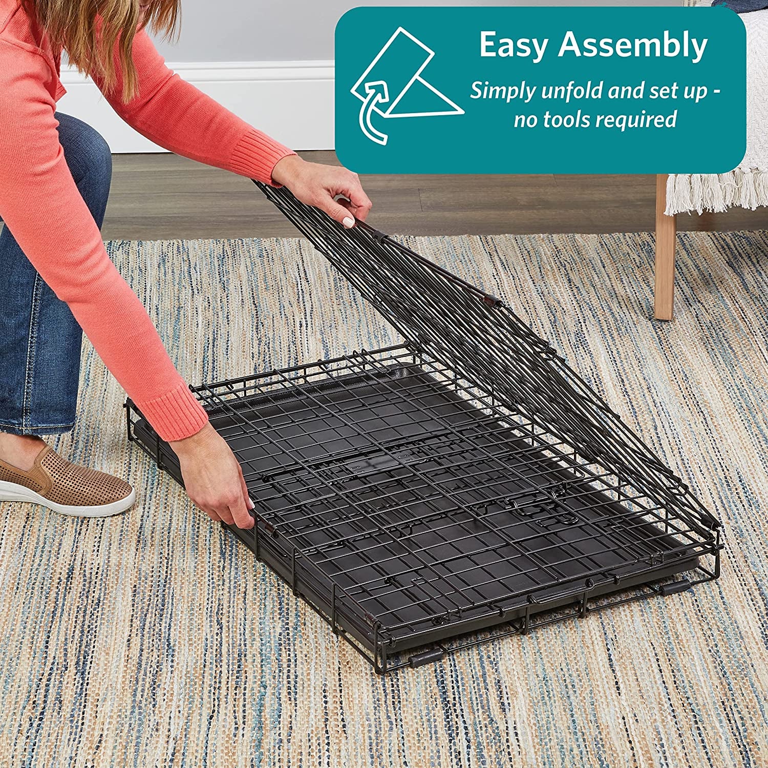 30-Inch Icrate for Medium Breeds, 21-40 Lbs, Single Door Folding Dog Crate with Divider Panel, Leak-Proof Tray & Secure Latch, Portable, Durable & Easy to Assemble