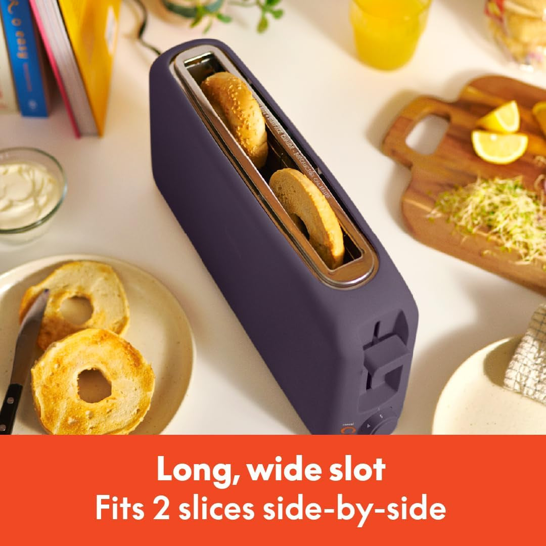2 Slice Slim Toaster, Fits-Anywhere™ Kitchenware, 6 Setting Shade Control with Reheat & Cancel Buttons, Fits Sourdough, 10” Long Slot, anti Jam & Auto Shutoff, 900 Watt, Plum