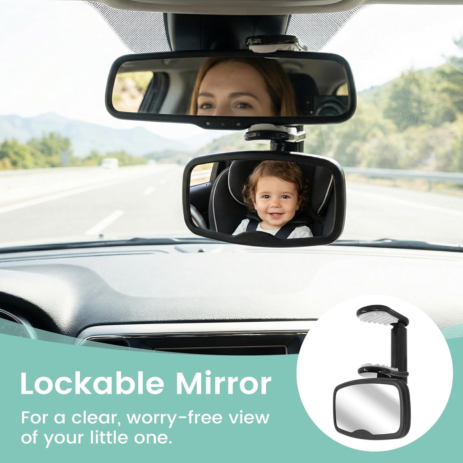 Clip Baby Car Mirror – Rear Facing Car Mirror for Baby, Over-The-Mirror Design, Shatterproof Glass, 360° Swivel, Universal Fit for Rearview Mirror – Toddler Car Safety Essential, Baby Car Accessories