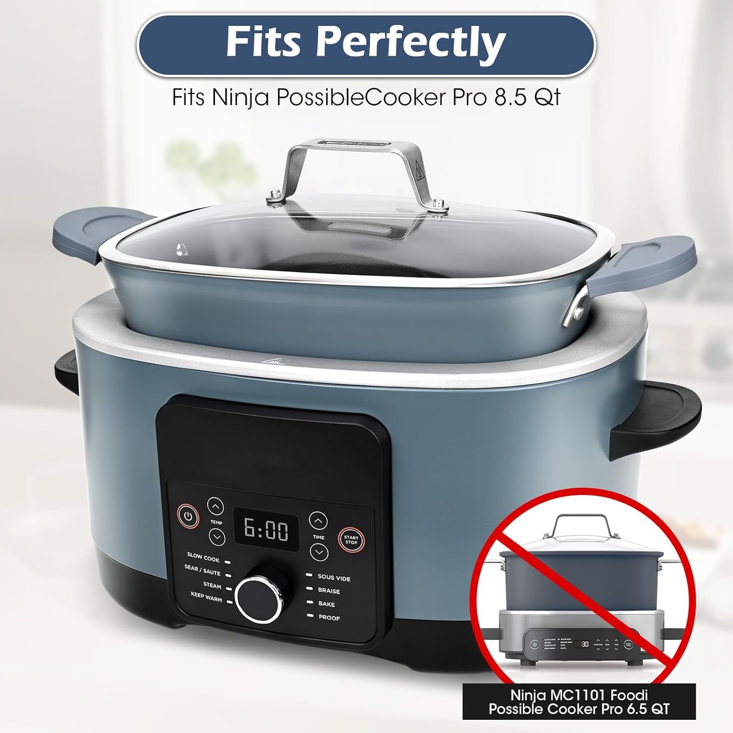 For Ninja Crockpot Slow Cooker Silicone Pot Handle Cover, for Ninja Foodi Possiblecooker Pro Silicone Handle Cover, Sleeve, Holder, Glove,Grip,Kitchen Accessories,Heat-Resistant,No More Hand Burns