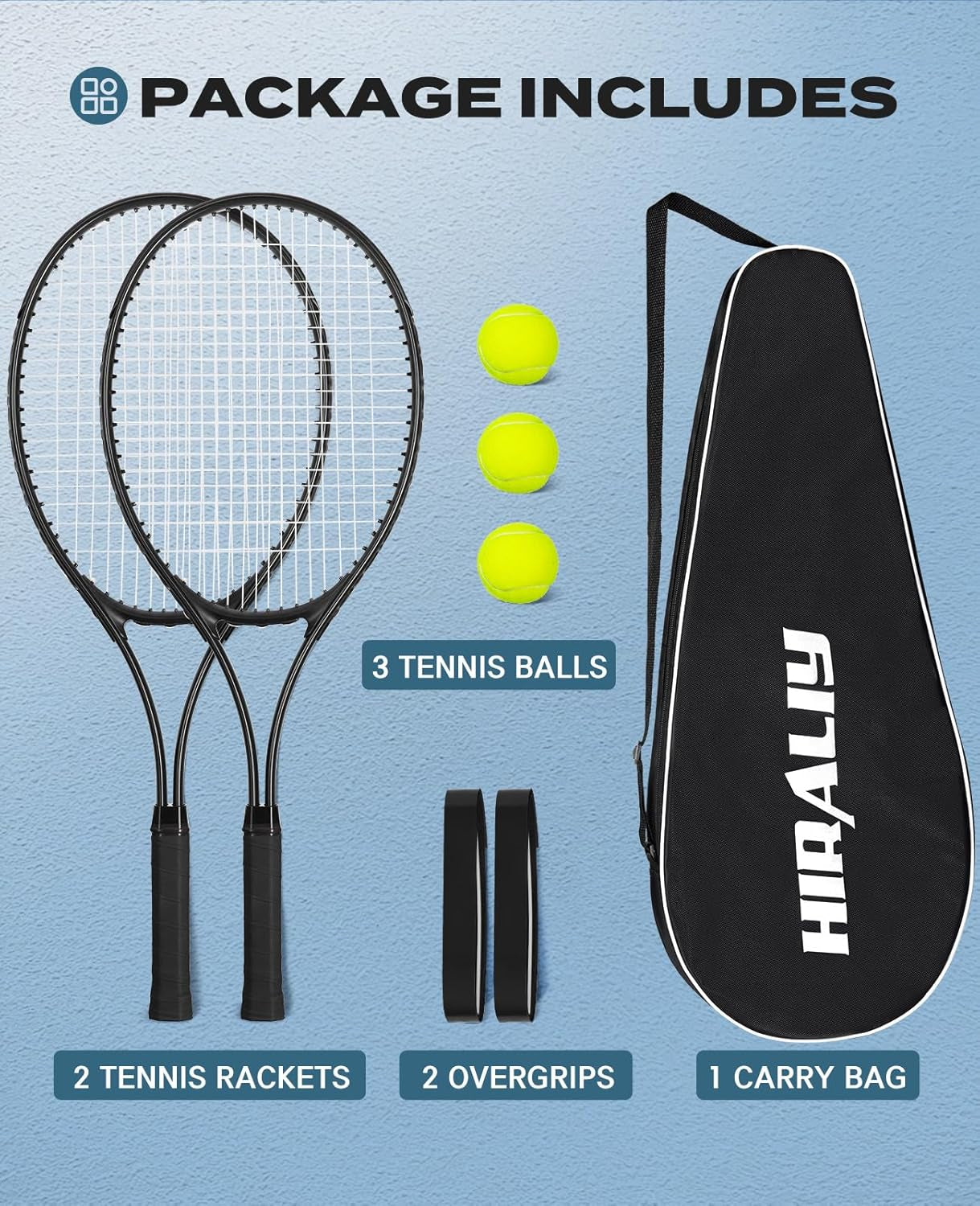 Tennis Rackets 2 Pack for Adults Beginners - 27 Inch Lightweight Aluminum Tennis Racquet Set with 3 Balls & Carry Bag - Vibration Dampening & Large Sweet Spot for Men Women Couples