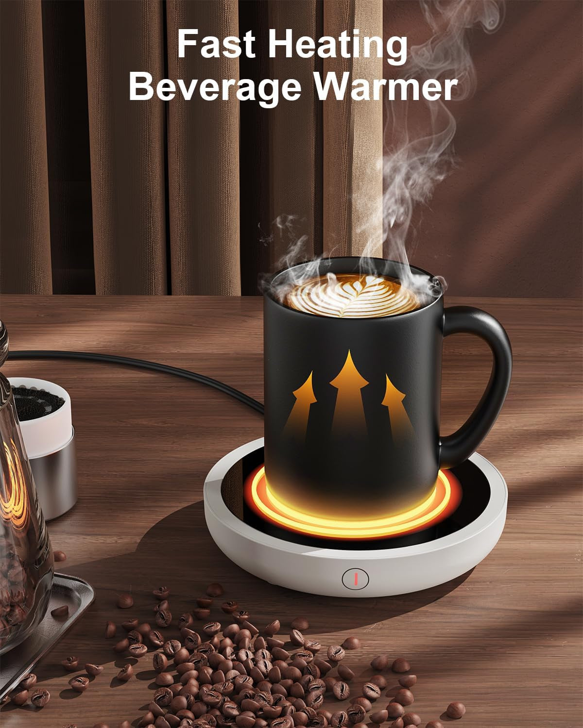 Coffee Mug Warmer, 36W Electric Coffee Cup Warmer for Desk with 3-Temp Settings Advanced Temperature-Controlled Beverage Warmers Heating Plate for Coffee, Milk, Tea, Candle Wax - White