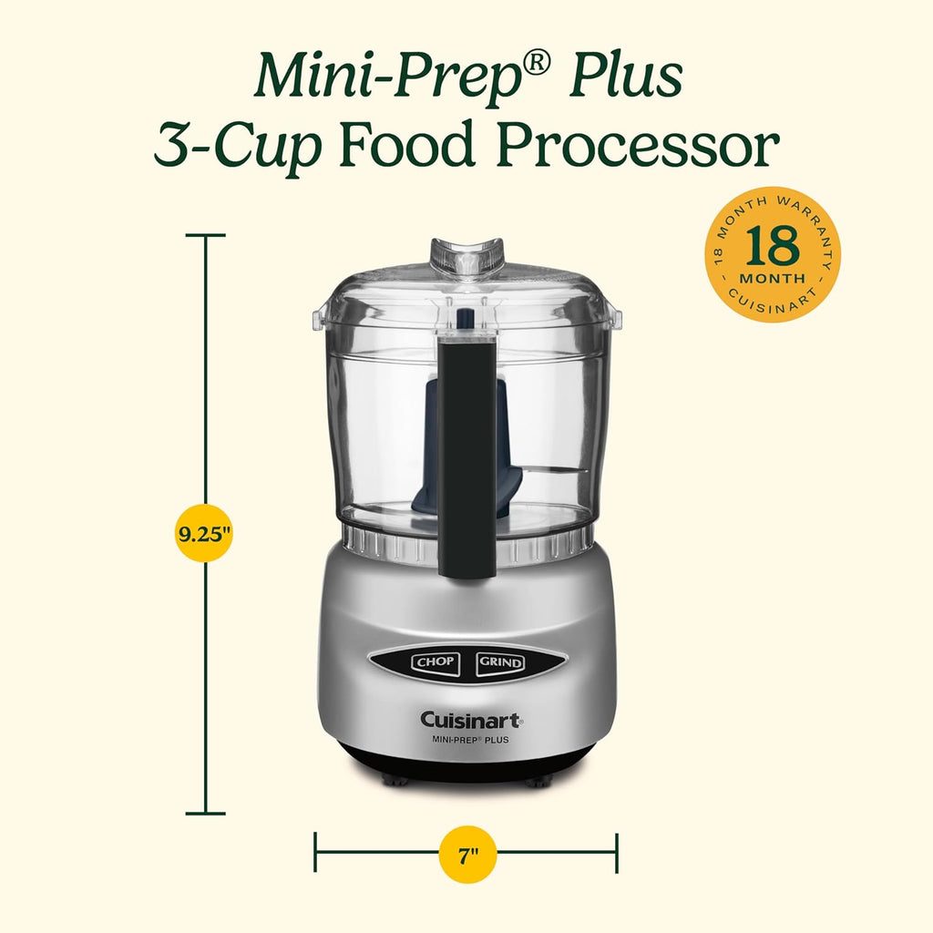 Mini-Prep plus Food Processor, 24-Ounce Mini Food Processor to Chop Herbs, Vegetables, and Hard Cheese, 24-Ounce Work Bowl, Reversible Stainless Steel Blade, DLC-2ABC, Brushed Chrome