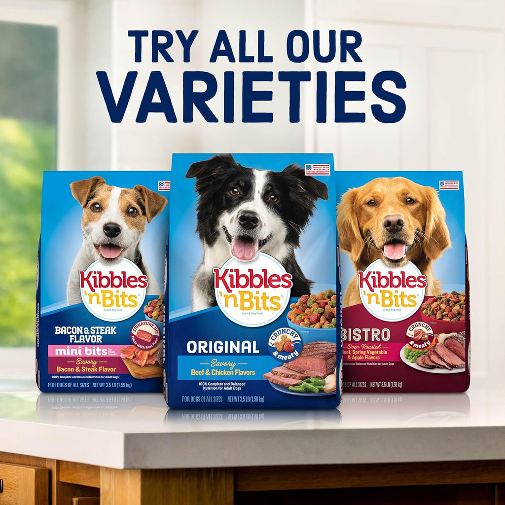 Dry Dog Food, Savory Bacon & Steak Flavor for Adult Dogs 16 Lb. Bag