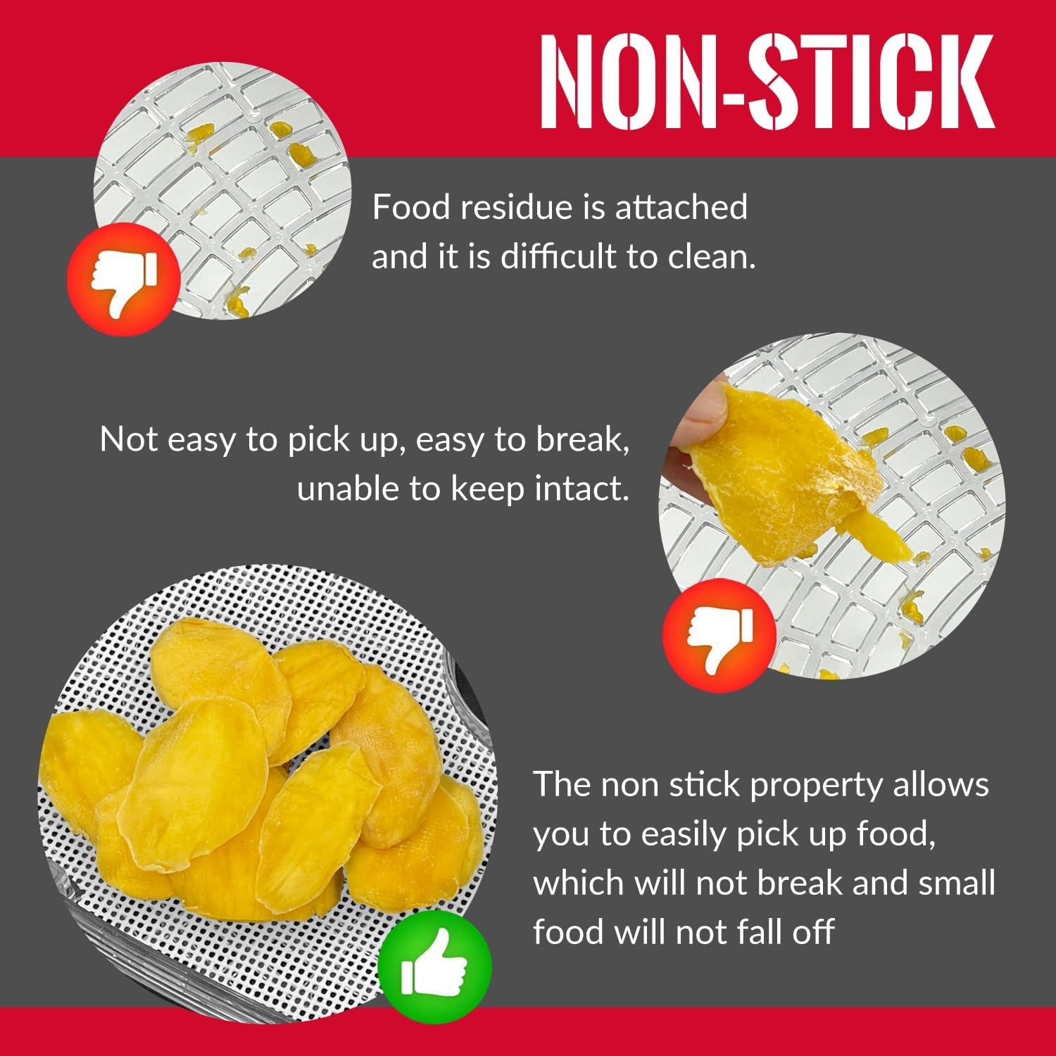 Silicone Dehydrator Sheets for OSTBA Food Dehydrator, Non-Stick BPA Free, Pack of 5 (Premium Reusable Food Dehydrator Mesh Mats)