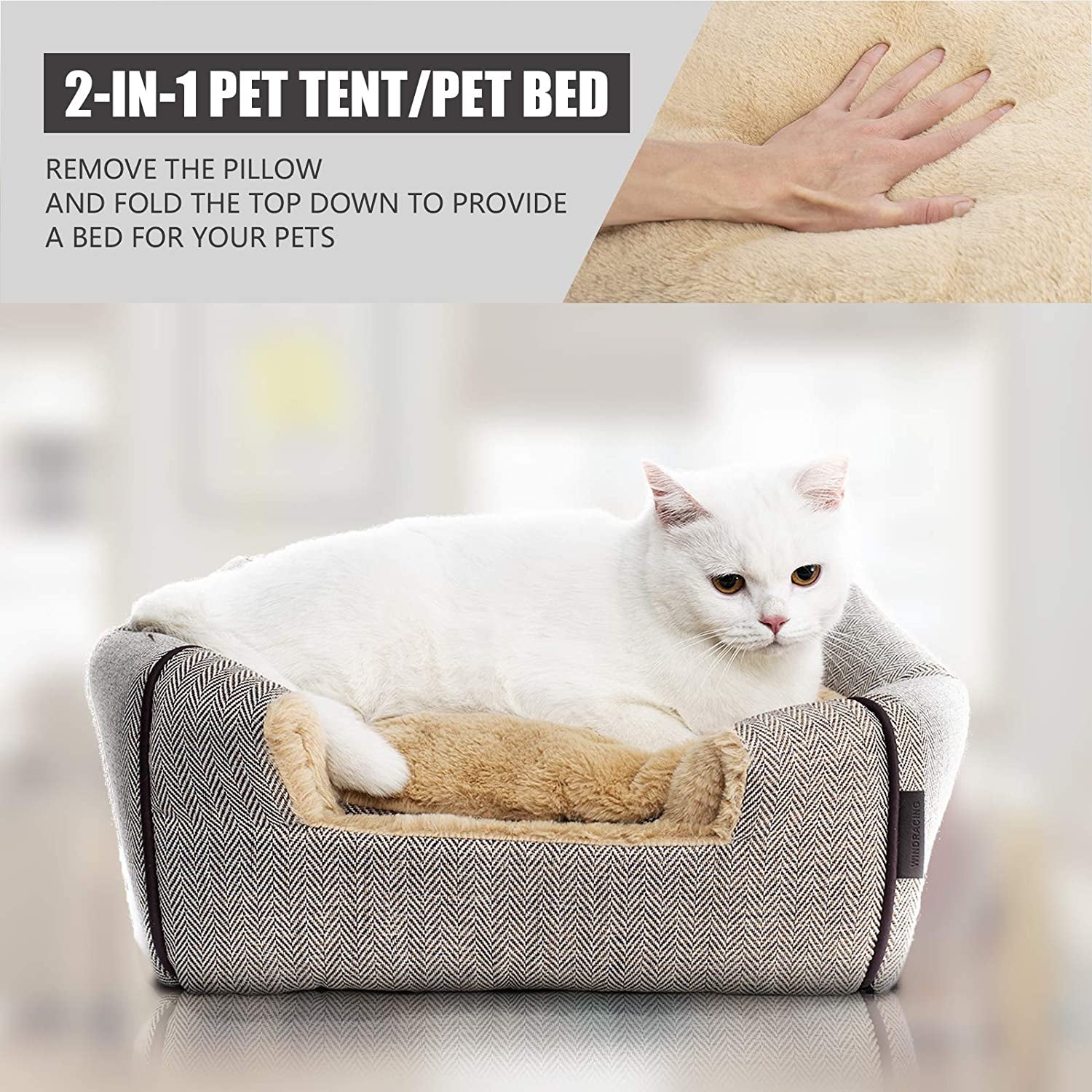 Cat Bed for Indoor Cats - Cat Cave Beds Cat House Cat Tent with Removable Washable Cushioned Pillow, Soft Kitten Beds,Cat Beds & Furniture, for Small and Medium Pet Bed