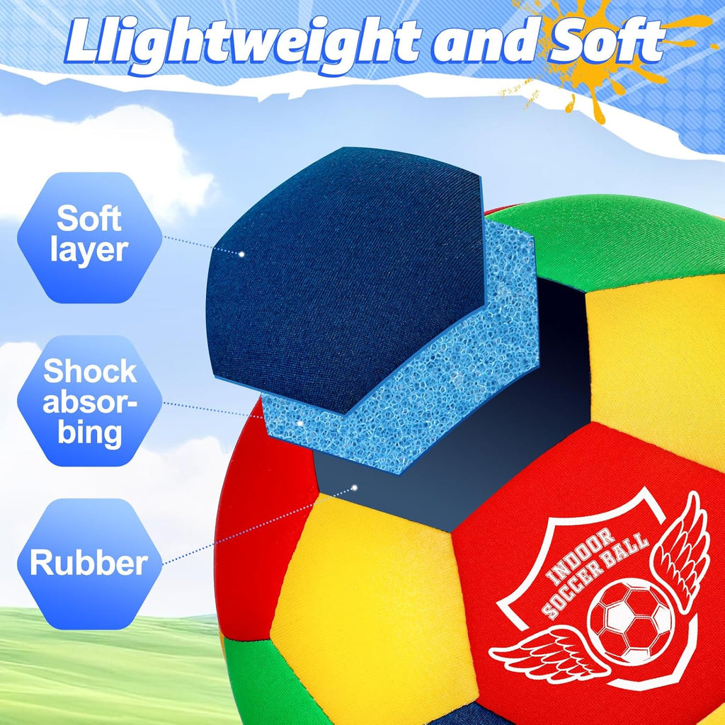 Indoor Soccer Ball, Size 4 Soft Foam for Toddlers and Kids, Silent in House, for Youth Boys and Girls Aged 3-12 Years Old