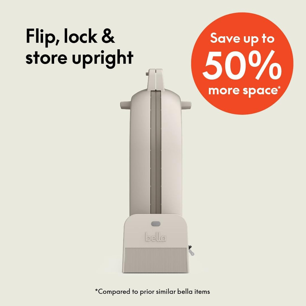 Flip-N-Store Waffle Maker with Evergood™ Ceramic Nonstick Coating, Fits-Anywhere™ Kitchenware, Power Indicator Light, Cool Touch Handle & Cord Wrap, 7” Wide & 1" Deep Plates, 1000 Watt, Oatmilk