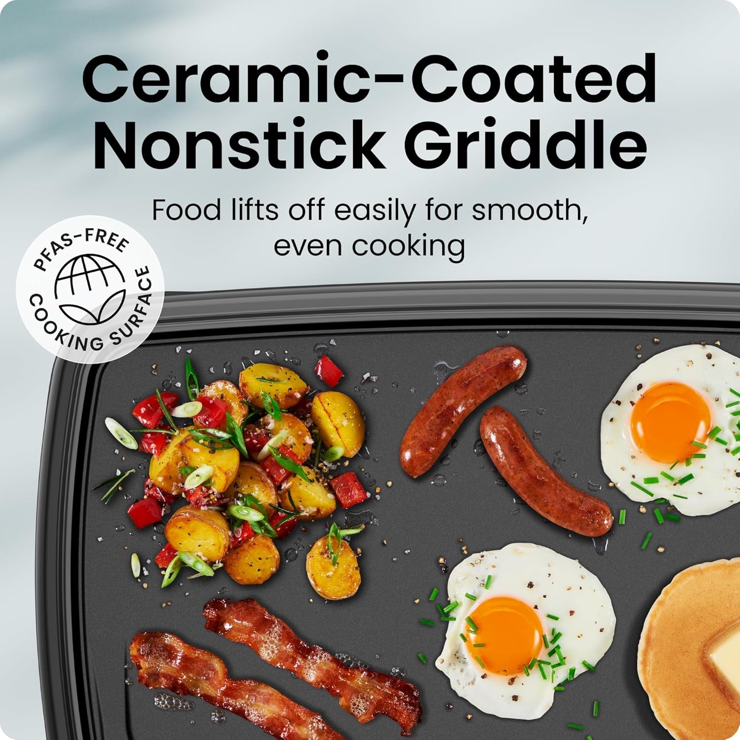 XL Electric Griddle with Removable Temperature Control, Immersible Flat Top Grill, Burger, Eggs, Pancake Griddle, Nonstick Extra Large Cooking Surface, Slide Out Drip Tray, 10 X 20 Inch