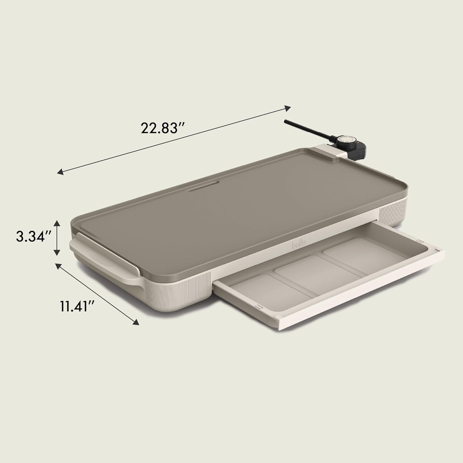 10" X 20" Electric Griddle with Warming Tray, Evergood™ Ceramic Nonstick Coating & Removable Temperature Probe, Dishwasher-Safe Drip Tray & Cool Touch Handles, 1500 Watt, Oatmilk