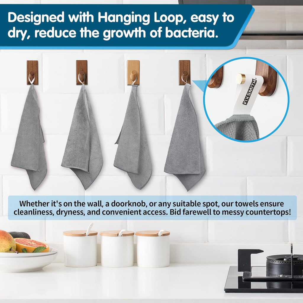 Grey Microfiber Cleaning Cloth -Pack of 8, Highly Absorbent Cleaning Rags, 16"X12" All Purpose Cleaning Towels for Housekeeping, Kitchen, Car, Lint Free and Reusable Microfiber Towels