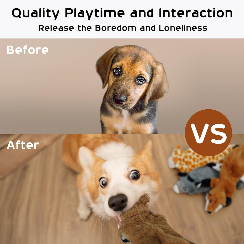 Dog Squeaky Toys, 5 PCS Crinkle Plush Dog Toys, No Stuffing Dog Toys for Small Medium Large Dogs, Stuffless Puppy Toys for Boredom