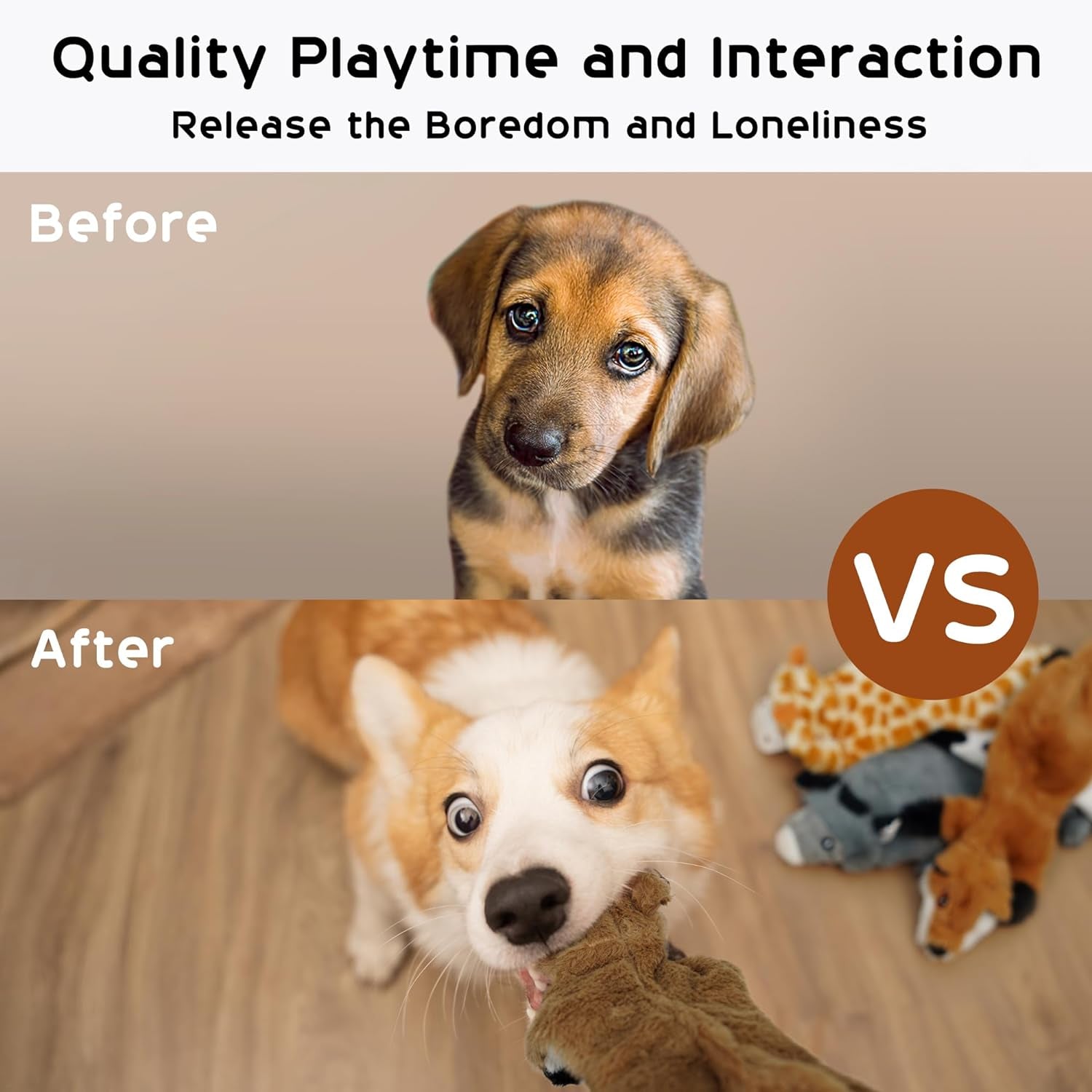 Dog Squeaky Toys, 5 PCS Crinkle Plush Dog Toys, No Stuffing Dog Toys for Small Medium Large Dogs, Stuffless Puppy Toys for Boredom