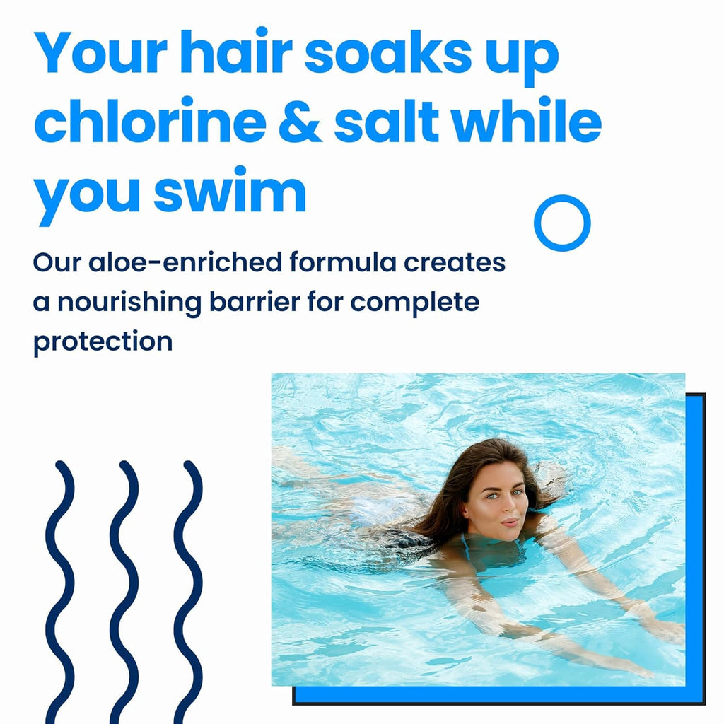 Pre-Swim Hair Defense | Protect Hair before You Swim | Prevents Chlorine Damage + Softens Hair While Swimming | Made in California | Color Safe, Leaves Hair Smelling Great | 5.3 Oz