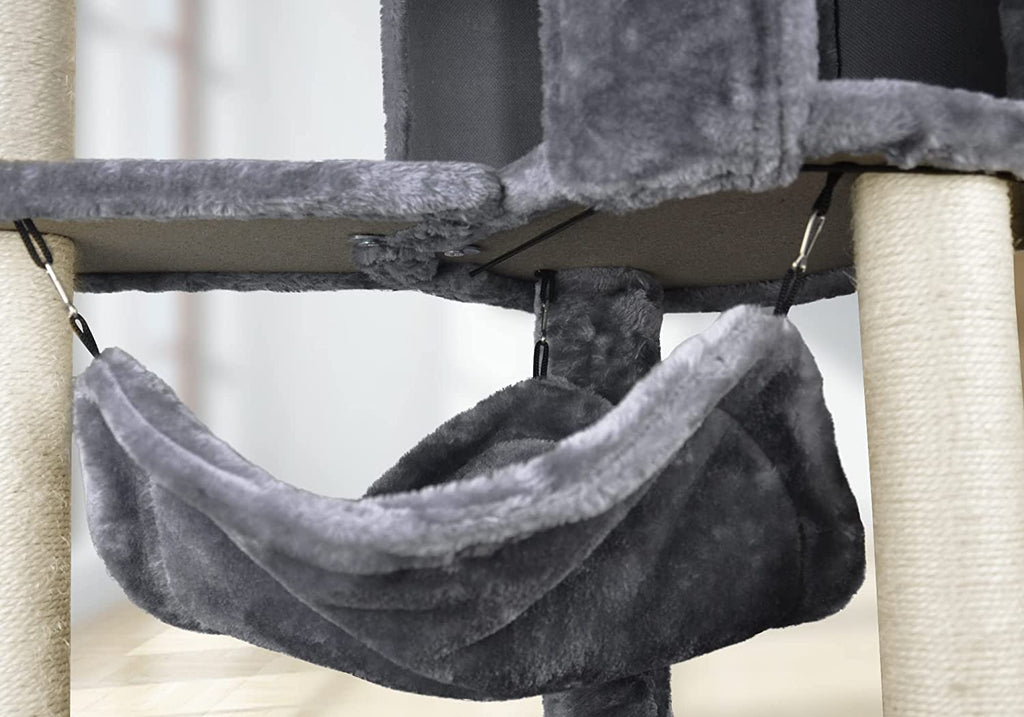 Cat Tree with Cat Condo and Big Hammock, Grey