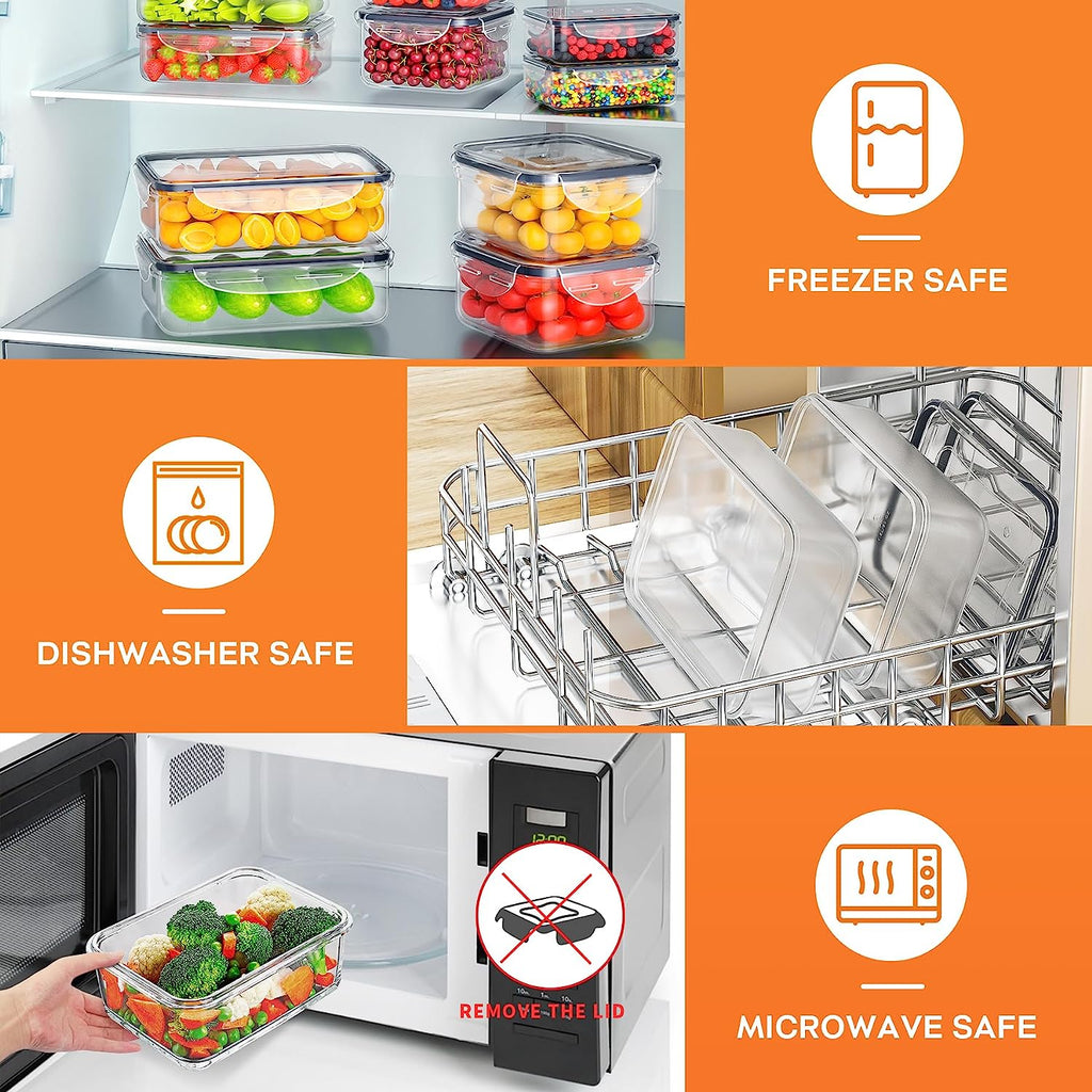 40 PCS Food Storage Containers with Lids Airtight (20 Containers & 20 Lids), Plastic Storage Meal Prep Container-Stackable 100% Leakproof & Microwave Organization and Storage Sets, Lunch Containers