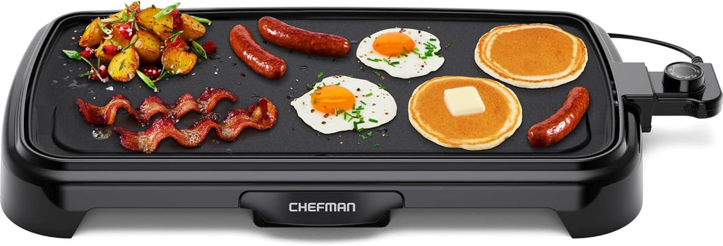XL Electric Griddle with Removable Temperature Control, Immersible Flat Top Grill, Burger, Eggs, Pancake Griddle, Nonstick Extra Large Cooking Surface, Slide Out Drip Tray, 10 X 20 Inch