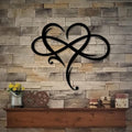 Infinity Heart Wall Decor, Unique Infinity Heart Metal Art Wall Decor Love Sign Steel Wall Plaques Bedroom Ornaments for Home Wedding Decor, Room Living Room Decoration (Black, 15.7X14Inch)