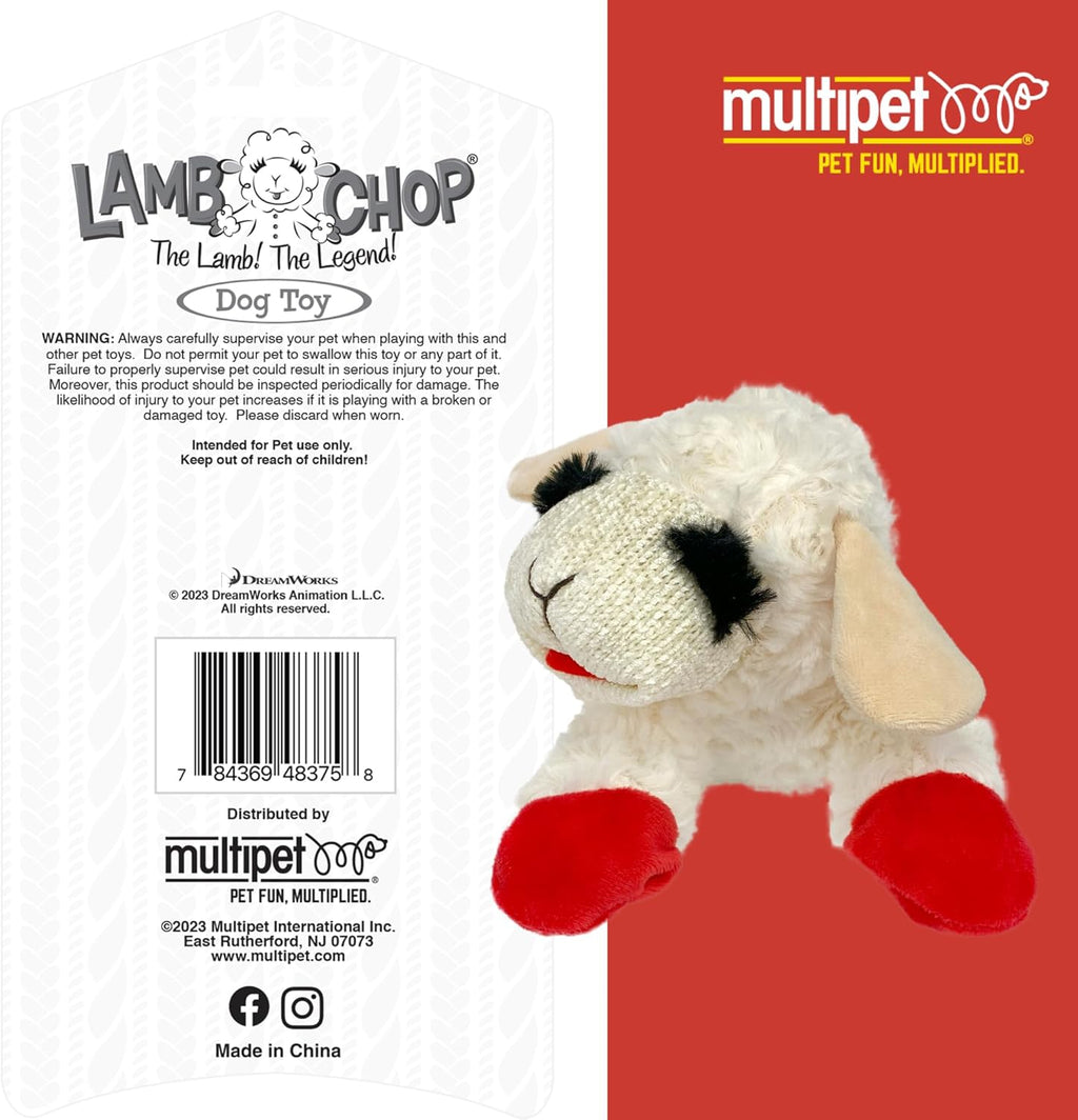 Lamb Chop Dog Plush Toy - Squeaky Toy for Small & Medium Dogs - Extra Soft Plush - Stuffed Animal for Cuddling & Playing (10", Cream, 5 Squeakers)