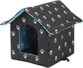 Outdoor Cat House, Cat Houses for Outdoor Cats, Weatherproof Warm and Insulated Cat House with Transparent Curtain Pet House, Stray Cats Shelter (Black, Large-Houses)