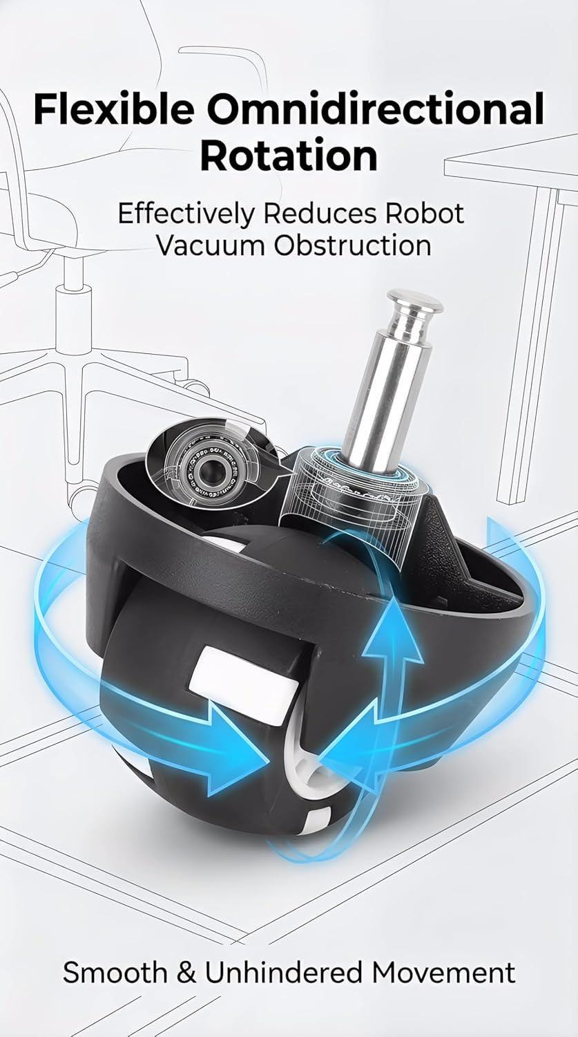 Robot Vacuum Universal Wheel, Vacuum Cleaner Roller Wheel Suitable for Eufy Robovac 30, 15C, 30C, G30/Nova Ihrv6-Blk